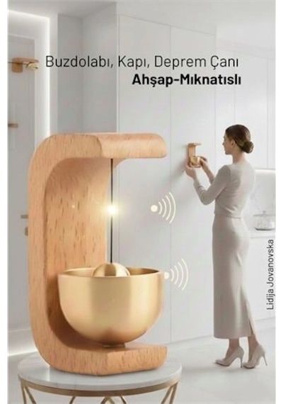 Ahşap Kapı Çanı - Deprem Zili - Dekoratif Zil -japon Rüzgar Çanı Yapışkanlı Ve Mıknatıslı