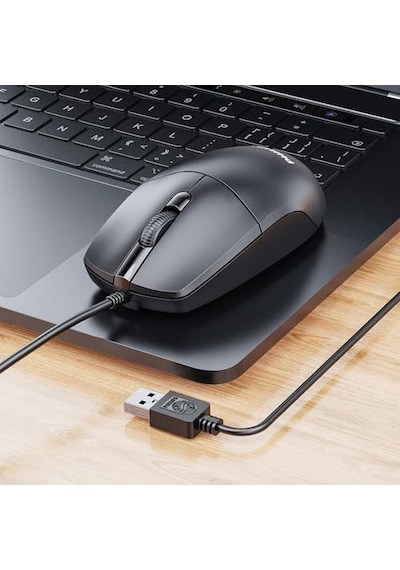 Spk7247 Usb Kablolu Optik Mouse - 1.8 Metre Ekstra Uzun Kablo, 1200 Dpı Hassasiyet, Ergonomik Ofis Ve Ev Tasarımı, Tak-çalıştır, Siyah
