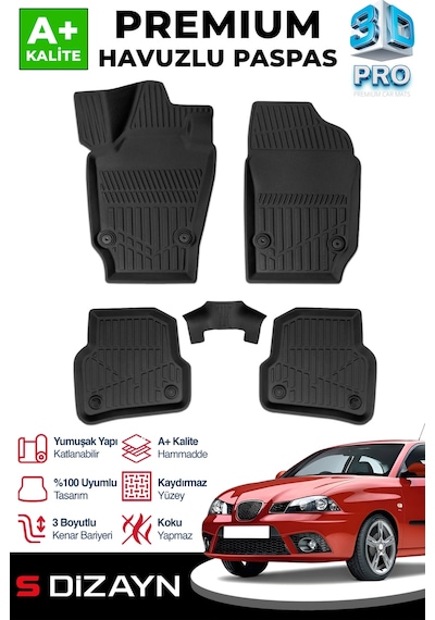 S-dizayn Seat Ibiza 3d Pro Havuzlu Paspas 2008-2017 A+ Kalite