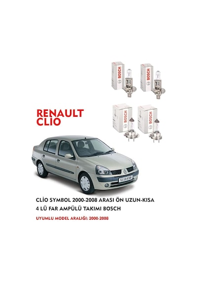 Clio Symbol 2008 Model Ön Uzun-kısa 4 Lü Far Ampülü Takımı
