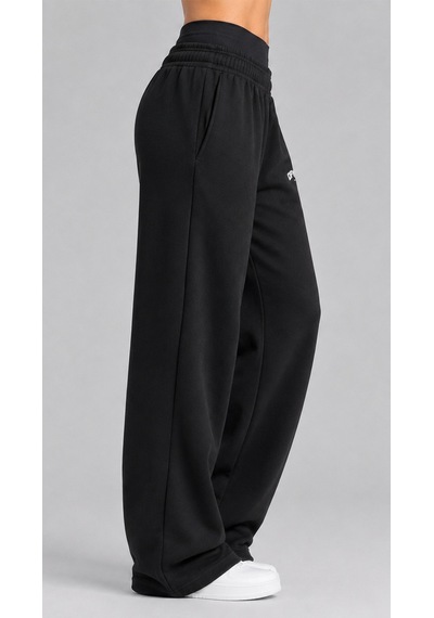 Dfyne Regular Kadın Siyah Bol Paça Oversize Eşofman Altı