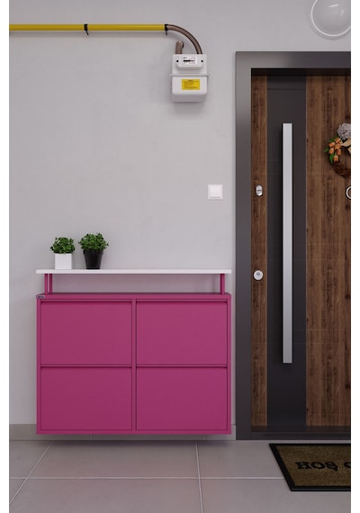 Ceha Tablalı 4'lü Metal Ayakkabılık - Pembe K.AYK-2.4/B/P 4010