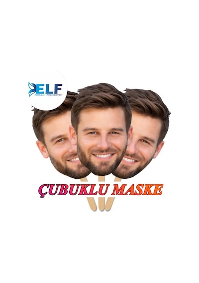 Kişiye Özel Bekarlığa Veda, Kına Gecesi Damat Yüz Maskesi 5 Adet Çubuklu Kullanıma Hazır
