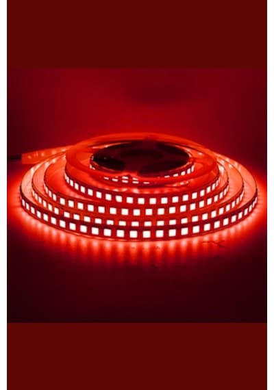12 Volt 5050 Dış Mekan Şerit Led 3 Çipli Kırmızı Metrede 60 Led Ip65 5 Metre