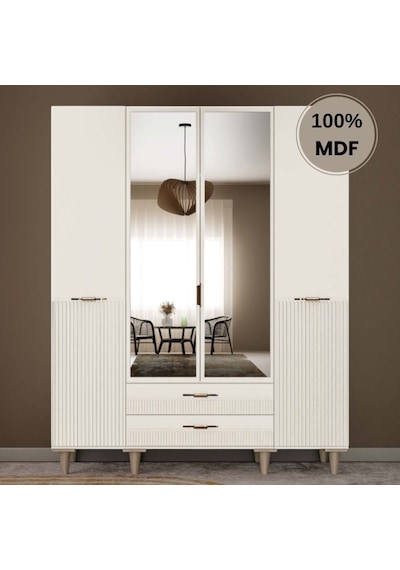 Menekşe 4 Kapak Mdf Ayaklı Tasarım Gardırop Aytaşı