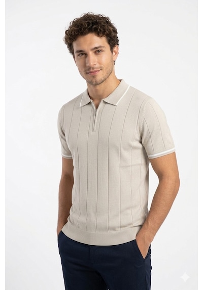 Cazador Erkek Triko Bej Polo Yaka Tshirt 34260