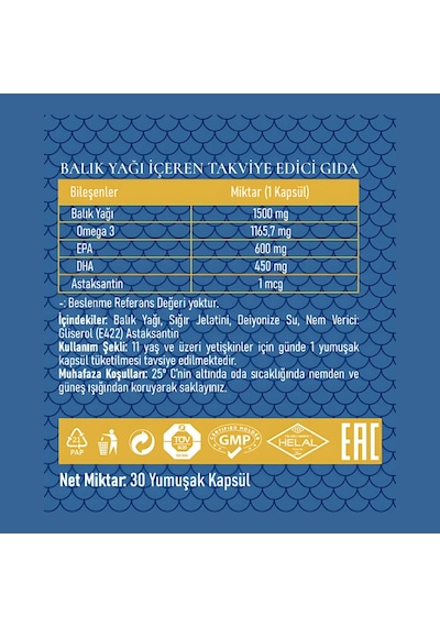 PadroVita Omega 3 1500 MG Takviye Edici Gıda 2 x 30 Kapsül