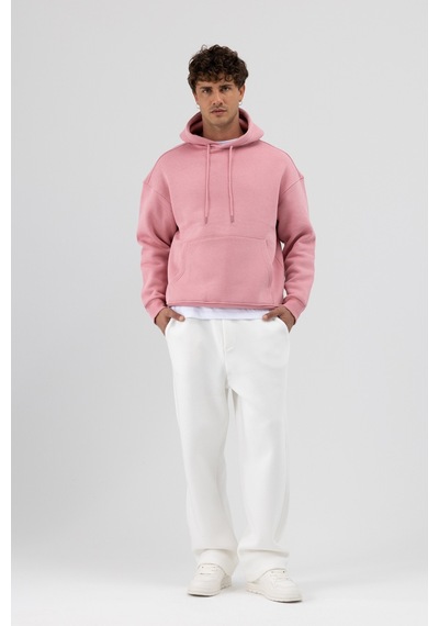 Vamos Basic Oversize Kapüşonlu Sweatshirt Somon