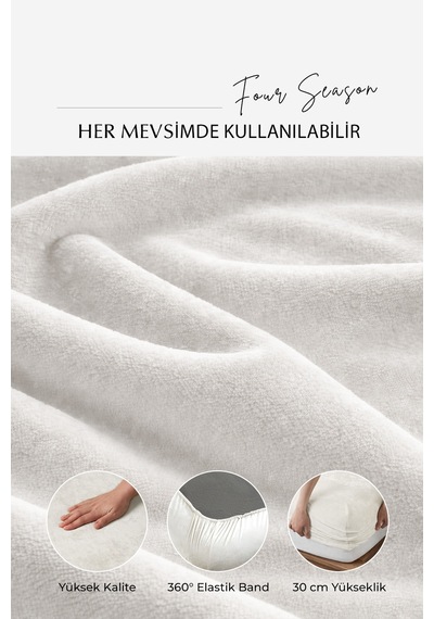 Süper Yumuşak Flanel Kadifemsi Peluş Lastikli Fitted Çarşaf Seti Kaymaz Tek/çift Kişilik Krem