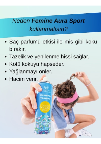 Feminine Aura Sport Uv Koruma Ekstra Hacim Kuru Şampuan 200 Ml Limon Kokulu Saç Parfümü Etkili