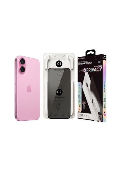 Fulltech Magicbox iPhone Uyumlu 16 / 15 Premium Tempered Glass Aparatlı Ekran Koruyucu - Privacy Fulltech Magicbox iPhone Uyumlu 16 / 15 Premium Tempered Glass Aparatlı Ekran Koruyucu - Privacy