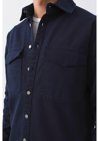 Erkek Oversize Jean Gömlek Lacivert 001