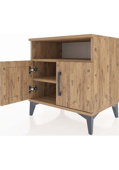 Hyperion Komodin 2 Raflı 2 Kapaklı 60x44x64 Çam-çam Çam