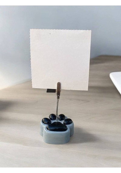 Gri Siyah Sevimli Kedi Patisi Fotoğraf Not Tutacak Pati Ofis Masası Hediyelik Siyah Gri