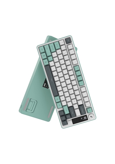 Hawk Gaming Hk255 Membrane Lcd Rgb Kablosuz/bluetooth Gri Yeşil %75 Türkçe Gaming Klavye