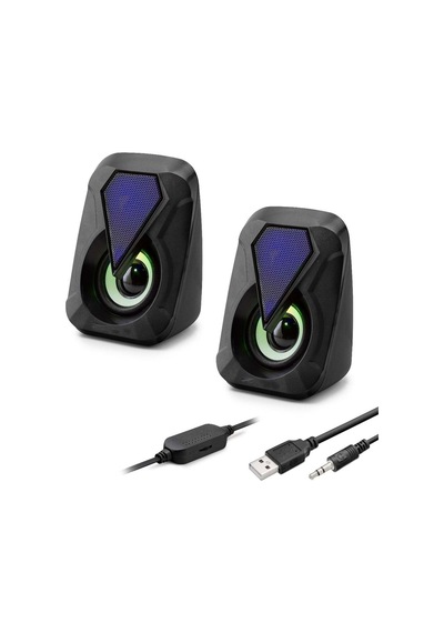 Masaüstü Hoparlör 1+1 Usb + 3.5mm Led - Siyah Hd6054 Hmngoxxtptprp