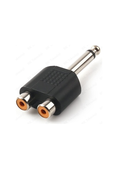 6.35mm 1/4 Erkek Mono - 2RCA Dişi Çevirici Adaptör