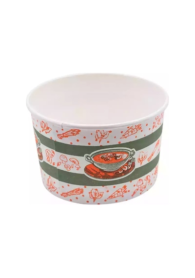 Kapaklı Karton Çorba Kasesi 16 Oz 25 Adet Çok Renkli