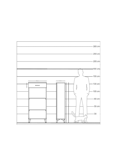 Hyperion Dolap 2 Raflı Tek Çekmeceli 60x44x134 Aytaşı-antrasit Aytaşı