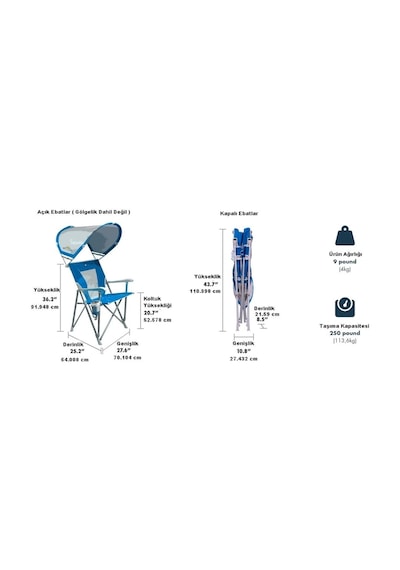 Gci Outdoor Sunshade Captain's Chair Güneşlikli Katlanır Plaj Sandalyesi 001