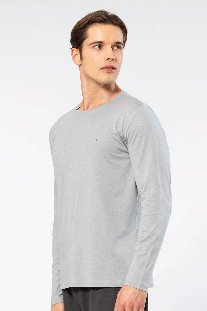 Cacharel Erkek Modal Pamuk Bisiklet Yaka T-shirt 2242/gri Gri