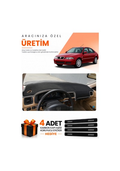 Rover 45 1999-2005 Uyumlu Torpido Koruma Örtüsü Oto Kılıfı - Siyah Gri