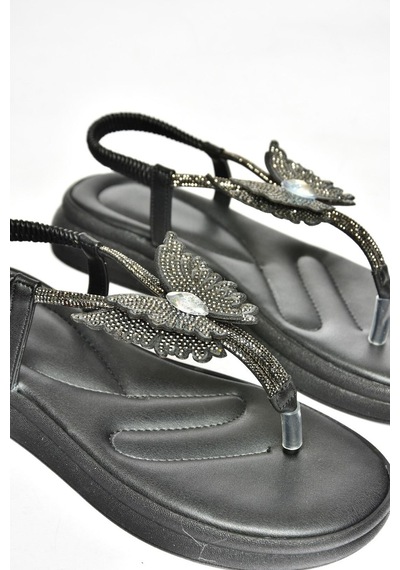 Fox Shoes S404086009 Siyah Parmak Arası Kadın Sandalet Siyah