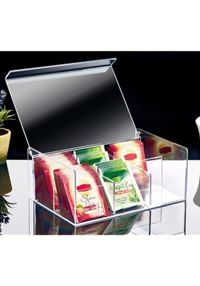 Çay Kutusu 6 Bölmeli Kapaklı Poşet Bitki Çayı Saklama Kabı Plastik Siyah Diğer