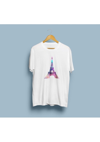 Oversize Eyfel Kulesi / Eiffel Tower Tasarım Unisex T-shirt Beyaz