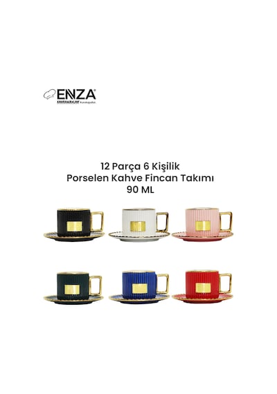 Colorful 6 Lı Porselen Kahve Fincanı Takımı 90 Ml Çok Renkli