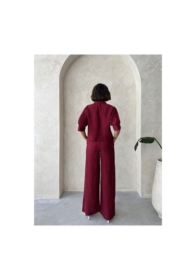 Verymoda Kelebek Detaylı Plise Gömlek D2782 Bordo