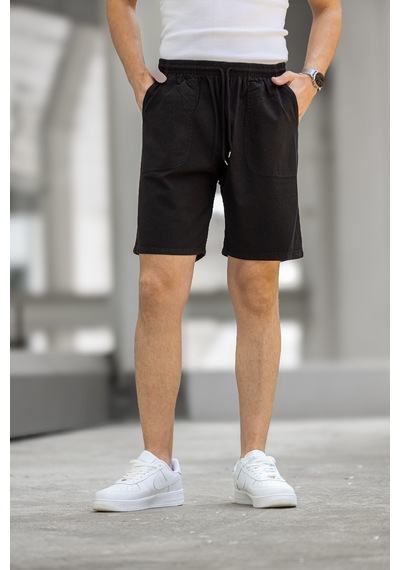 Kite Regular Fit Cepli Kapri Şort - Siyah Siyah
