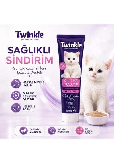 Twinkle Kitten Kedi Malt Macunu 100 Gr - Yavru Kediler İçin Vitaminli Malt - Sindirim Ve Gelişim Desteği - Taurinli Tamamlayıcı Yem