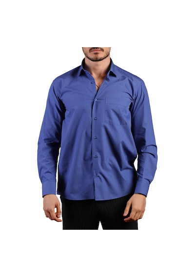 Dicotto Saks Mavi Büyük Beden Rahat Kesim Cepli Uzun Kol Regular Fit Erkek Gömlek - 150-28 001