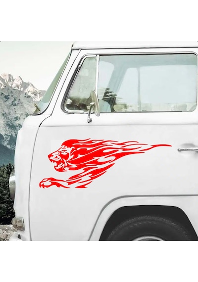 Aslan Sticker 2 Adet - Araba Oto Motosiklet Karavan Cam Sticker - 00109 15x5 Cm