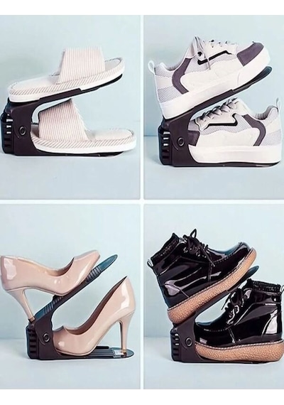 3 Adet Ayarlanabilir 4 Kademeli Ayakkabı Rampası Dekoratif Ayakkabılık Düzenleyici Siyah Plast Diğer