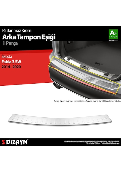 S-dizayn Skoda Fabia 3 Sw Krom Arka Tampon Eşiği 2014-2020