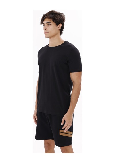 Rowinger Rahat Kesim Pamuklu Bisiklet Yaka Basic Tişört Black
