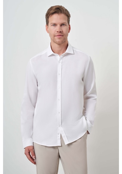 Morven Erkek Beyaz Pamuk Trend Slim Fit İtalyan Yaka Gömlek 25mc004048600 Beyaz Beyaz