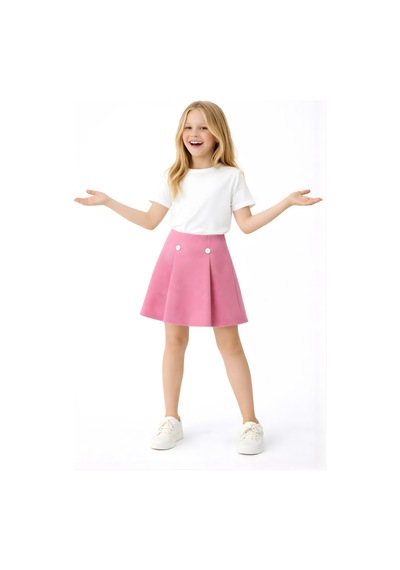 Esila Kids Kız Çocuk Şort Etek Kışlık Kumaş Pembe