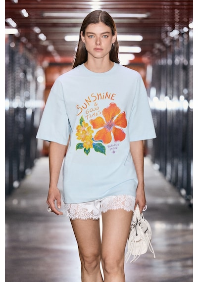 Grımelange Nıtza Kadın %100 Pamuk Oversize Bisiklet Yaka Açık Mavi T-shirt Grımelange Nıtza Kadın %100 Pamuk Oversize Bisiklet Yaka Açık Mavi T-shirt