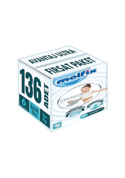 Molfix Premium Bebek Bezi Beden:6 15+kg Extra Large 136 Adet
