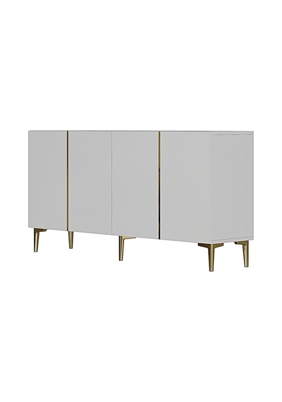 Ka1524bg Poli Konsol Ve Tv Sehpası Beyaz-gold 150cm