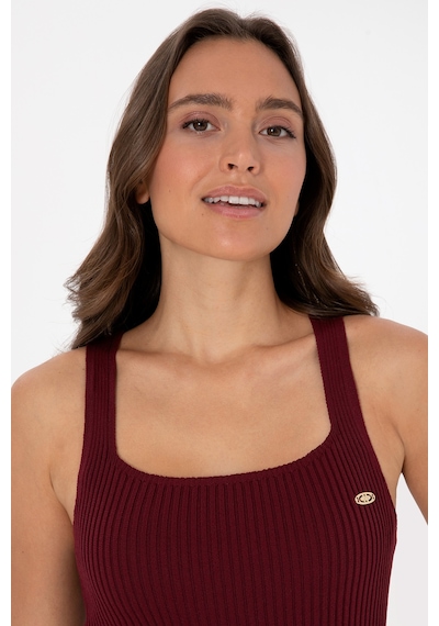 U.S. Polo Assn. Kadın Bordo Kare Yaka Kazak 50314626-VR177