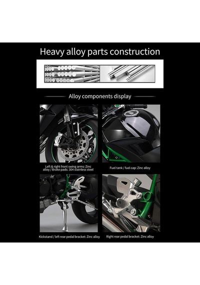 Xlg Kawasaki H2r 1:6 Dinamik Alaşım Motosiklet Modeli Gerçekçi Tasarım