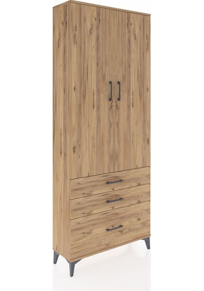 Arges Dolap 3 Raflı 3 Çekmeceli 2 Kapaklı 88x30x221 Çam-çam Atlas Çam