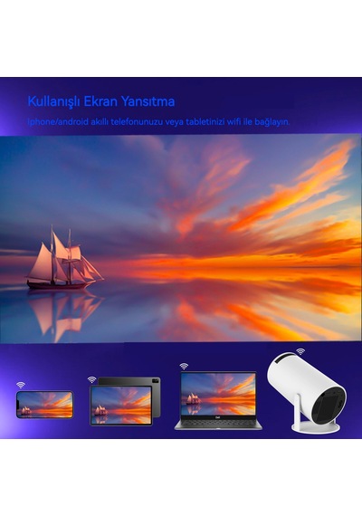 Hy300pro 4k Ev Sinema Projektörü-kablosuz Duvara Yansıtma Beyaz