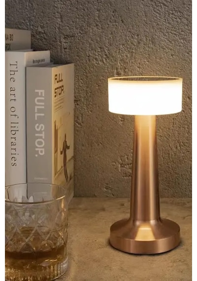 Rosegold Dekoratif Şarjlı Dokunmatik Led Masa Lambası Dimli 56r