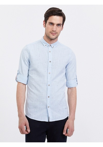Slim Fit Erkek Gömlek U.kol Açık Mavi