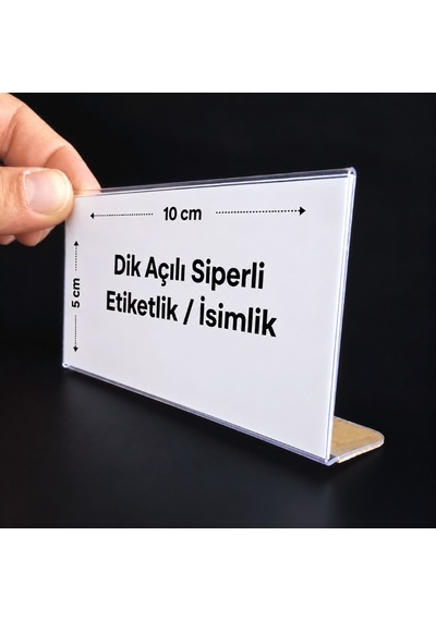 L Tipi Siperli Yapışkanlı Şeffaf Pvc Etiketlik 10x5cm 100lü Paket 100 Adet